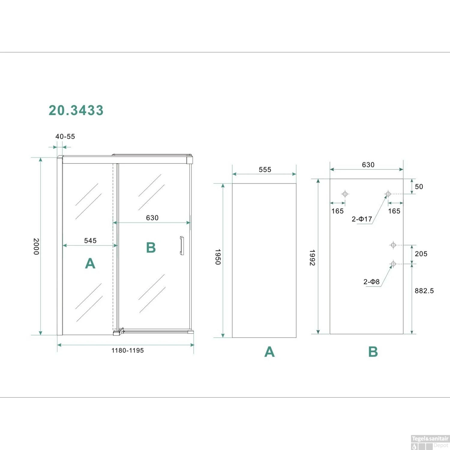 Wiesbaden Douchedeur | Softclose 2.0 | 120x200cm | 8mm Aluminium NANO Coating | Nisdeur - Afbeelding 5