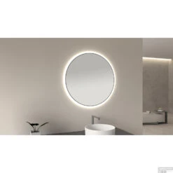 Ronde Spiegel Wiesbaden Novi Met LED, Dimbaar 60 Cm Mat Zwart -Winkel Voor Badkamerdouchebenodigdheden novi spiegels zwart sfeer 3 2