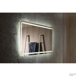 Badkamerspiegel Sapho NYX 100x50 Cm LED-Strips -Winkel Voor Badkamerdouchebenodigdheden ny100 badkamerspiegel sapho nyx 100x50 cm led strips 2