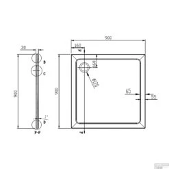 Douchebak Gegoten Marmer Sapho Aqualine 90x90x3 Cm Vierkant Wit -Winkel Voor Badkamerdouchebenodigdheden pq009 douchebak marmer sapho aqualine 90x90x3 cm vierkant wit 3