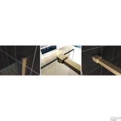 BWS Inloopdouche Pro Line Rookglas Met Middenband 90x200 8mm Nano Coating Geborsteld Messing Goud Profiel En Stang -Winkel Voor Badkamerdouchebenodigdheden profielset met stabilisatiestang wiesbaden slim 120cm messing goud shop 1 7
