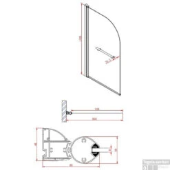Badwand Boss & Wessing Bibi Afgerond 80x140cm Scharnierend Omkeerbaar 6mm -Winkel Voor Badkamerdouchebenodigdheden r sn bs80 badwand 80 tech