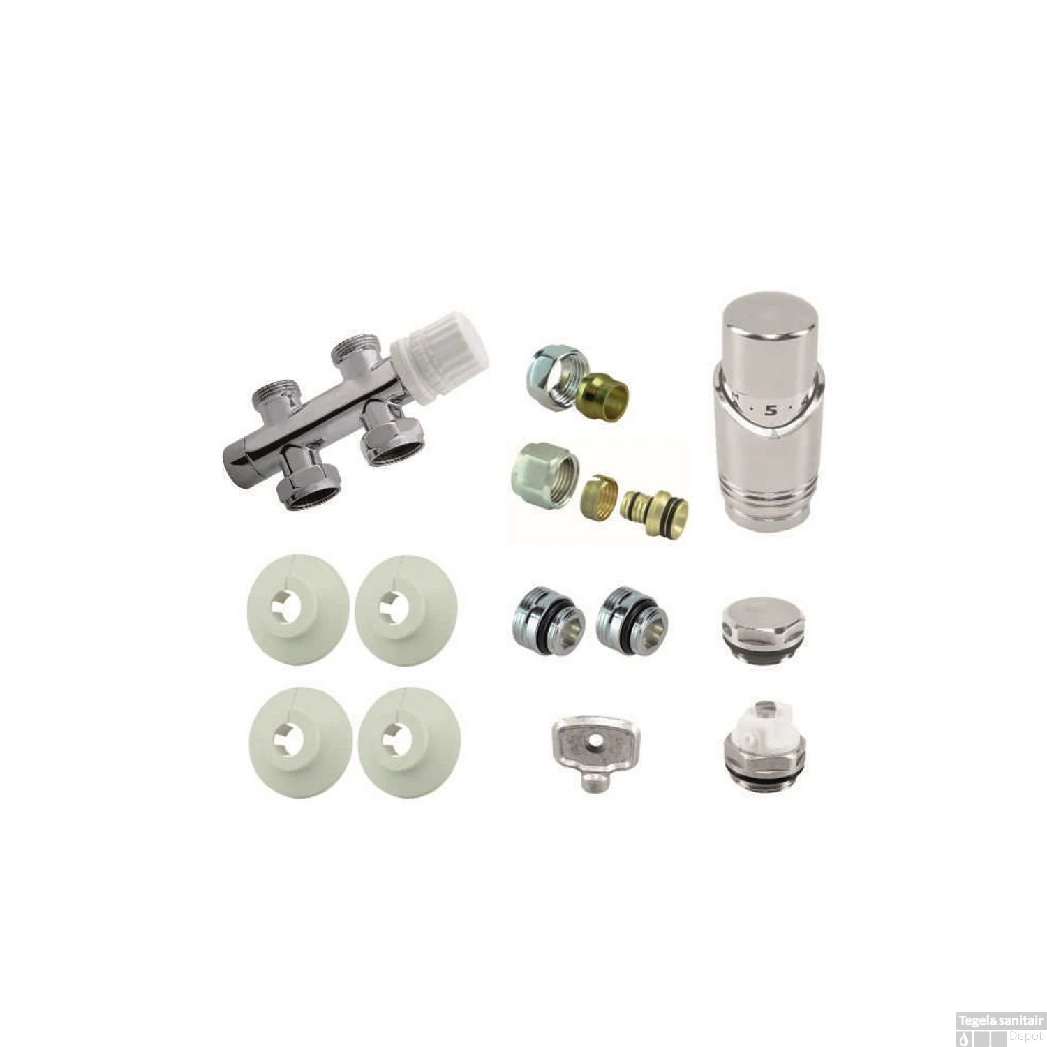 Radiator Onderblok Wiesbaden Recht Chroom (Voor Midden Aansluiting) 3 Radiator Onderblok Wiesbaden Recht Chroom (Voor Midden Aansluiting) - Afbeelding 3