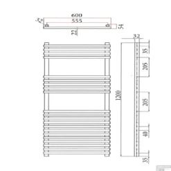 Radiator Sanicare Tube-On-Tube 626 Watt Inclusief Ophanging 60x120 Cm Chroom -Winkel Voor Badkamerdouchebenodigdheden radiator sanicare tube on tube watt inclusief ophanging 60x120 tech