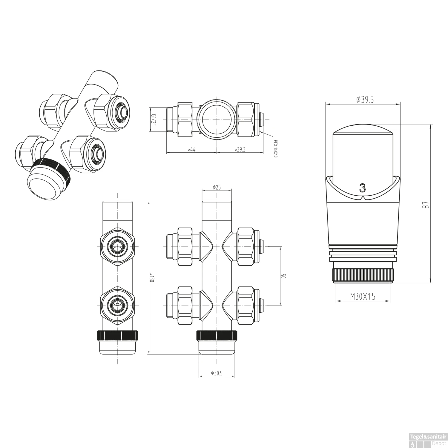 Radiatorkraan Onderblok Boss & Wessing Recht Chroom 2 Radiatorkraan Onderblok Boss & Wessing Recht Chroom - Afbeelding 2