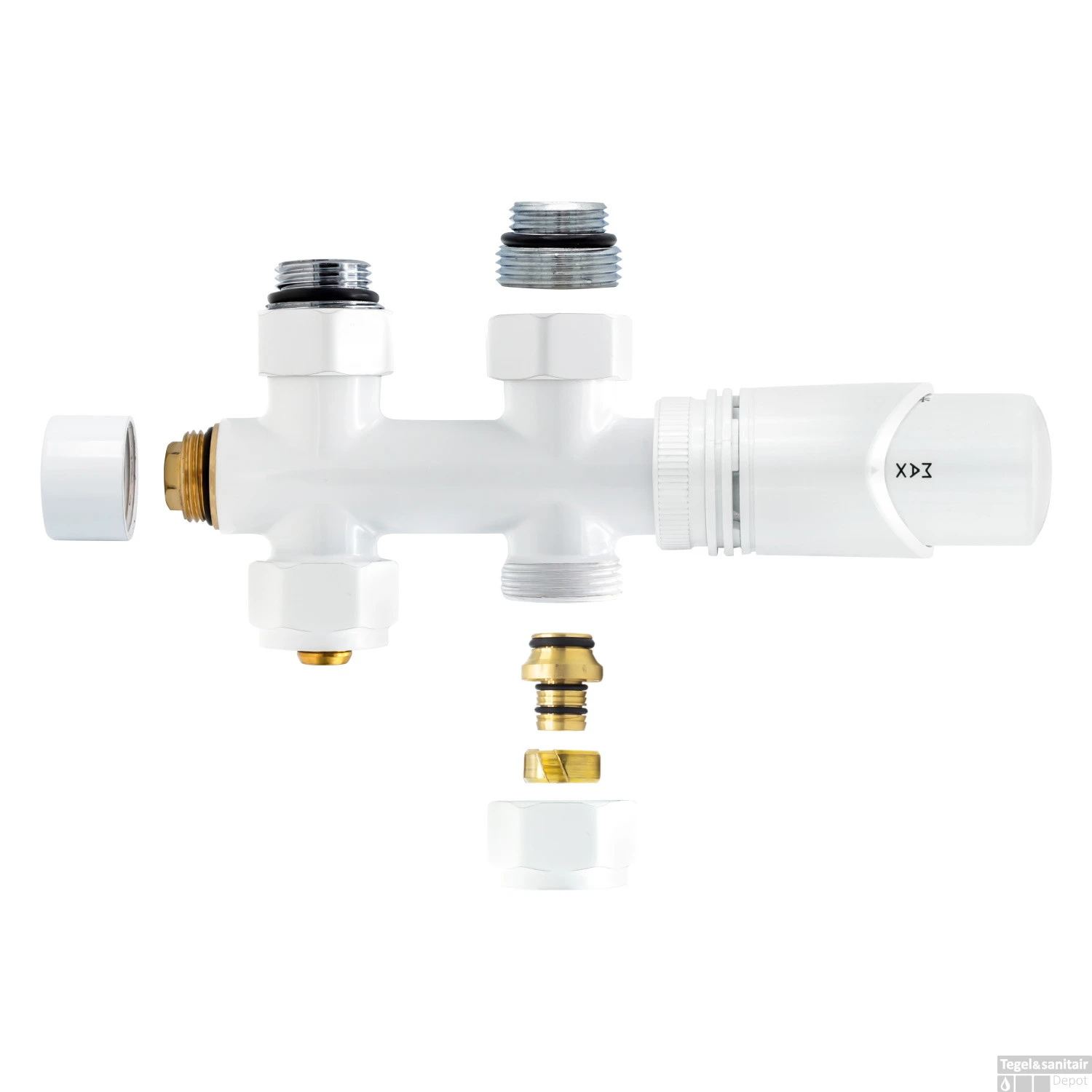 Radiatorkraan Onderblok Boss & Wessing Recht Wit 1 Radiatorkraan Onderblok Boss & Wessing Recht Wit