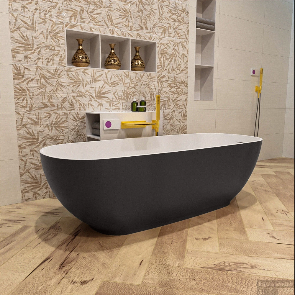 ROCK Vrijstaand Bad 170x70cm Kleur Dark Grey / Talc 4 ROCK Vrijstaand Bad 170x70cm Kleur Dark Grey / Talc - Afbeelding 4