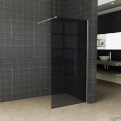 BWS Inloopdouche Pro Line Rookglas 120x200 Cm 8mm Nano Coating RVS Profiel En Stang