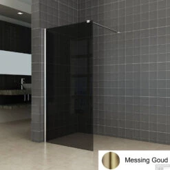 BWS Inloopdouche Pro Line Rookglas 120x200 Nano Coating Geborsteld Messing Goud Profiel En Stang