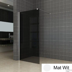 BWS Inloopdouche Pro Line Rookglas 100x200 Nano Coating Mat Wit Profiel En Stabilisatiestang