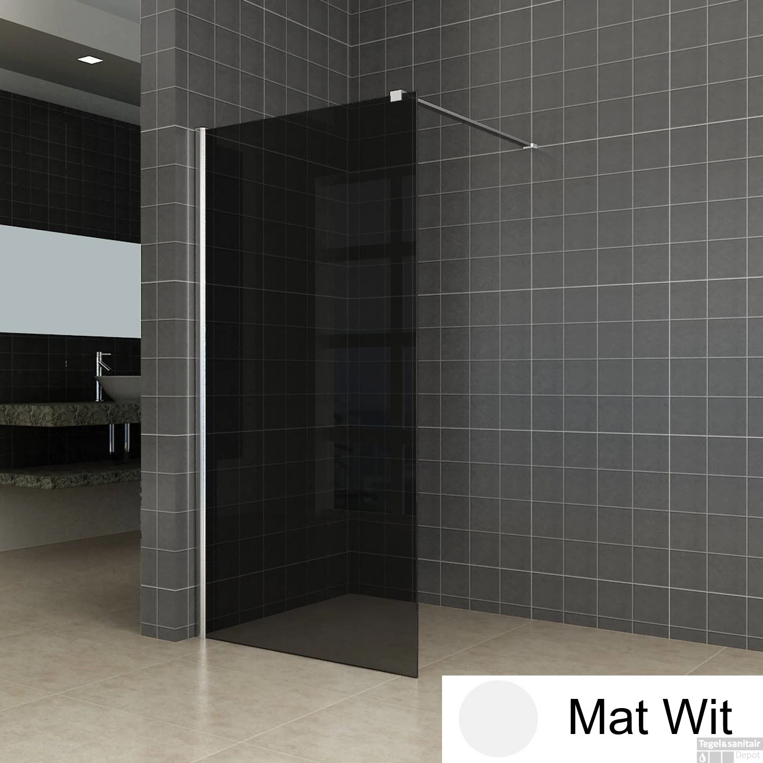 BWS Inloopdouche Pro Line Rookglas 100x200 Nano Coating Mat Wit Profiel En Stabilisatiestang 1 BWS Inloopdouche Pro Line Rookglas 100x200 Nano Coating Mat Wit Profiel En Stabilisatiestang