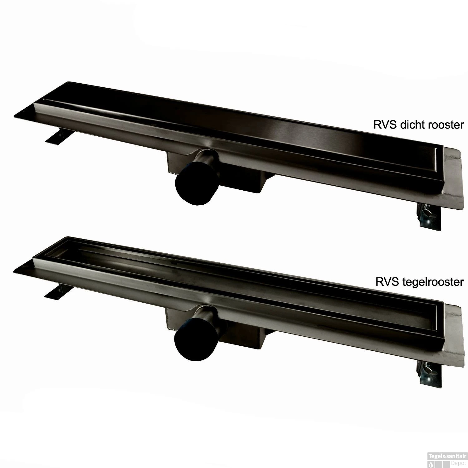 RVS Tegelrooster T.b.v. BWS Douchegoot 120x7 Cm Mat Zwart - Afbeelding 2