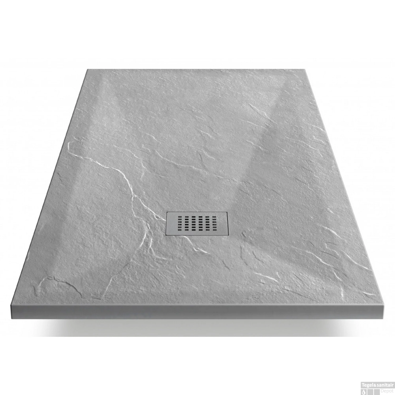 Douchetub Sanimar Sanistone 160 X 90 Cm Cement Grijs 3 Douchetub Sanimar Sanistone 160 X 90 Cm Cement Grijs - Afbeelding 3