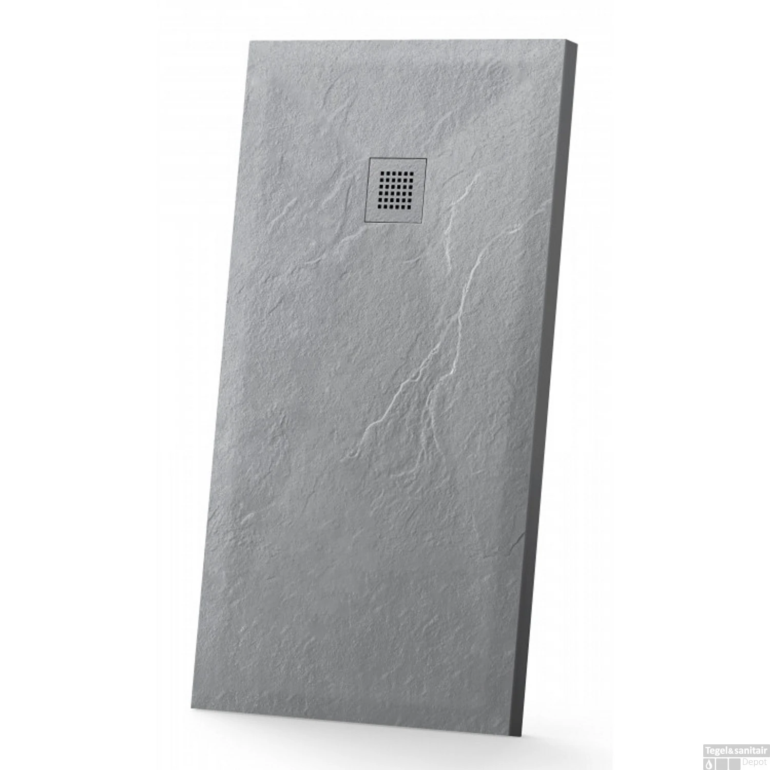 Douchetub Sanimar Sanistone 160 X 90 Cm Cement Grijs 2 Douchetub Sanimar Sanistone 160 X 90 Cm Cement Grijs - Afbeelding 2