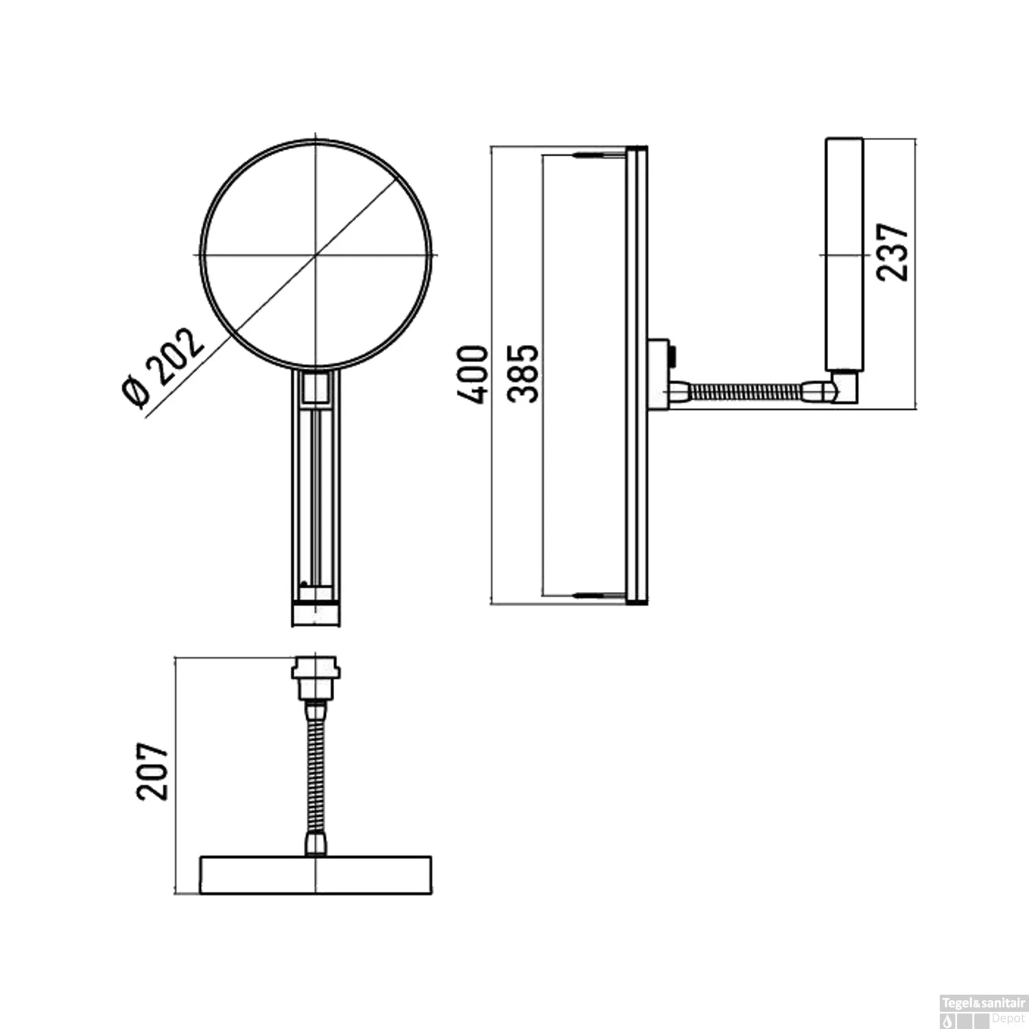Scheerspiegel Emco Rond Ø24cm Met Glijstang 40cm Chroom 2 Scheerspiegel Emco Rond Ø24cm Met Glijstang 40cm Chroom - Afbeelding 2