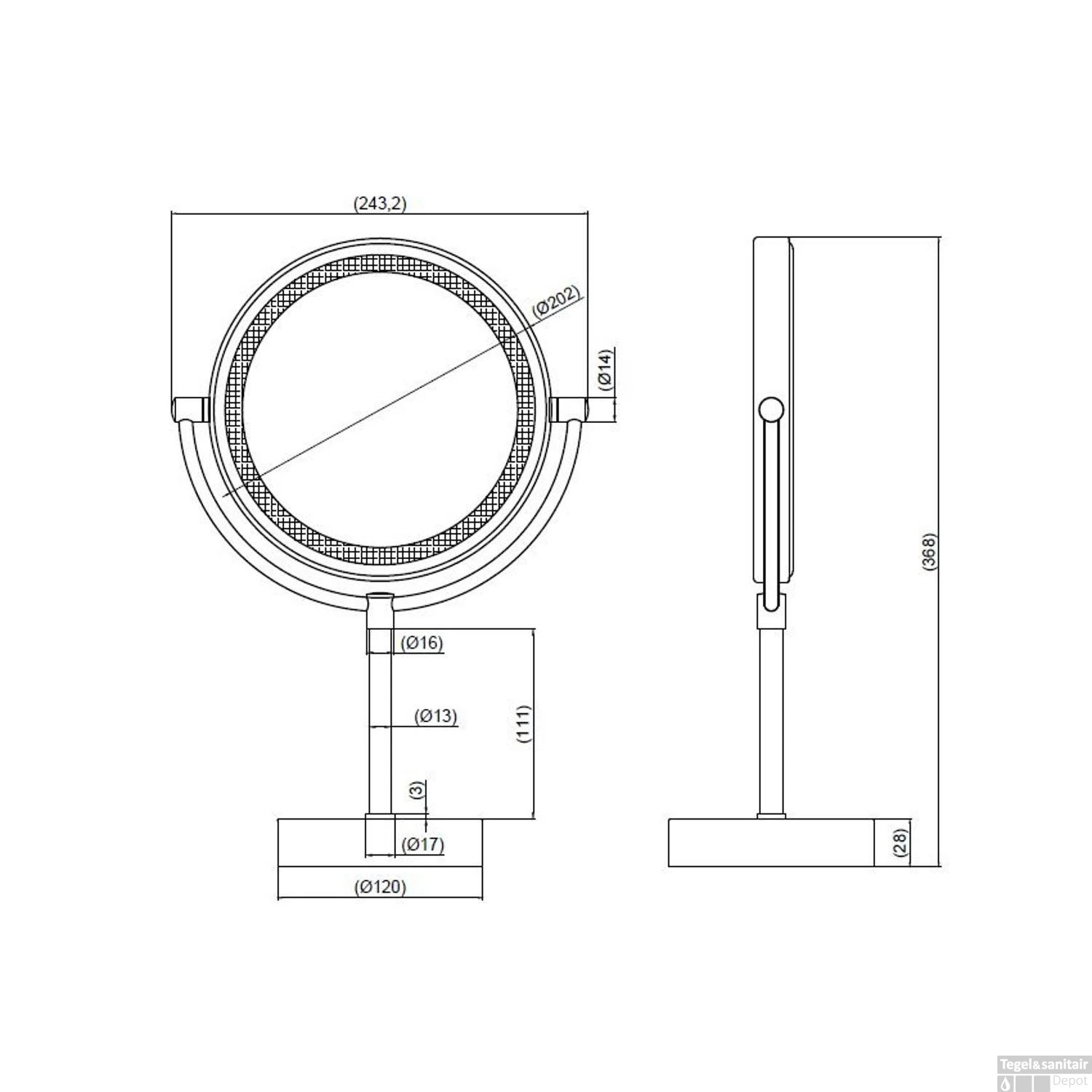 Scheerspiegel Wiesbaden Met LED Verlichting Ø20cm Staand 5x Vergrotend Mat Zwart - Afbeelding 2