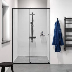 Sealskin Contour Schuifdeur Voor Nis 120x200 Cm 6mm Helderglas Mat Zwart