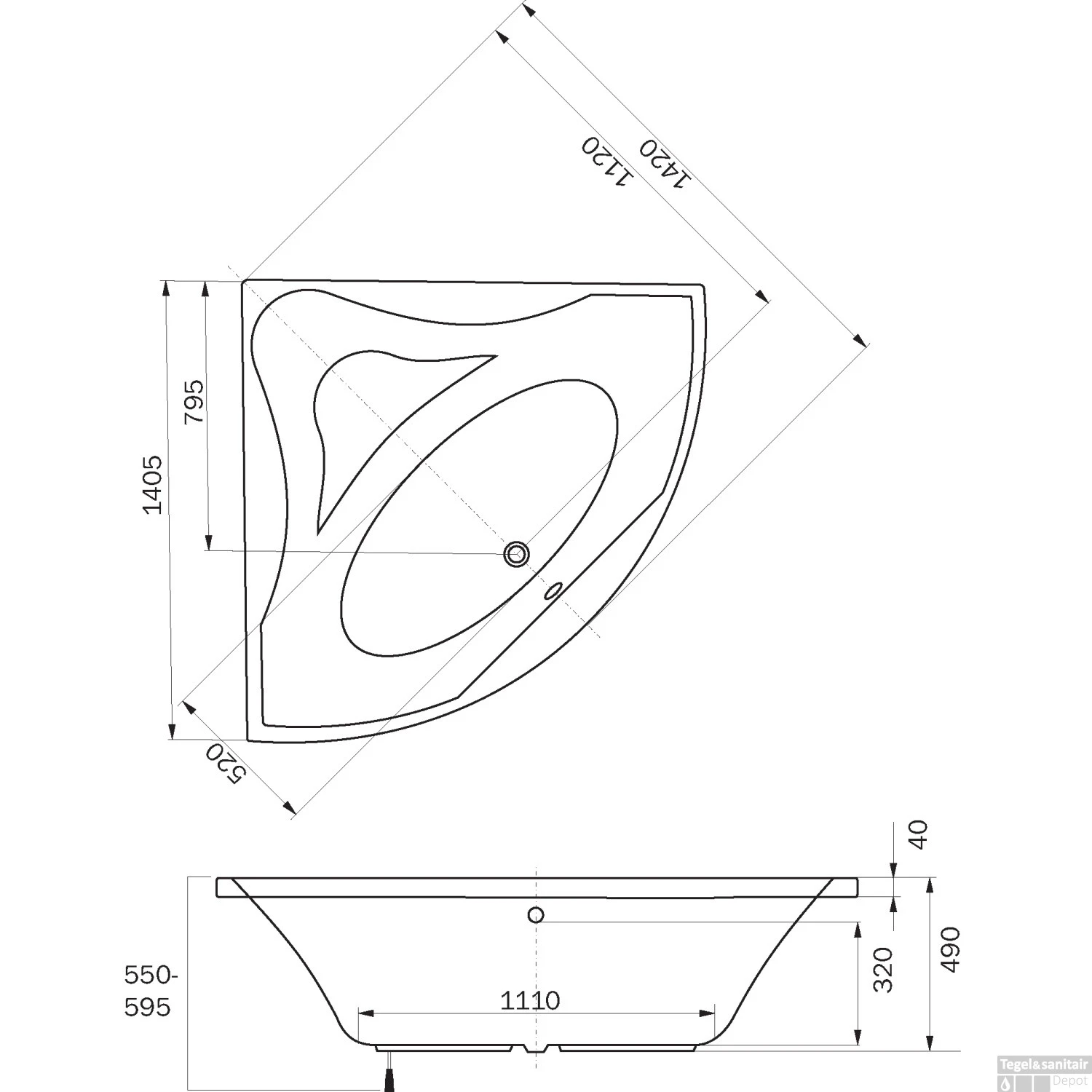 Sealskin Ligbad Glamour Hoekbad 140x140 Cm Wit 3 Sealskin Ligbad Glamour Hoekbad 140x140 Cm Wit - Afbeelding 3