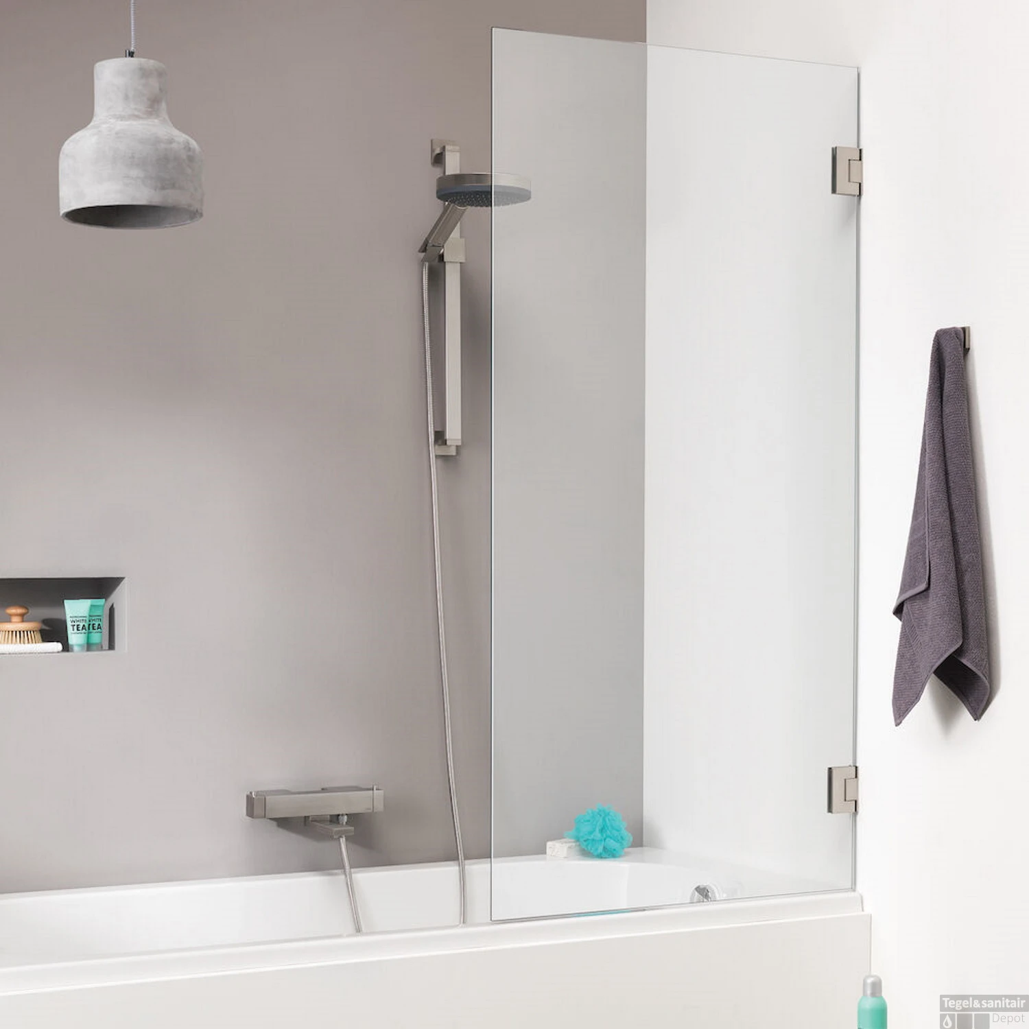 Badwand Sealskin 'I AM' 85x160 Cm RVS 1 Deel Helder Antikalk Glas