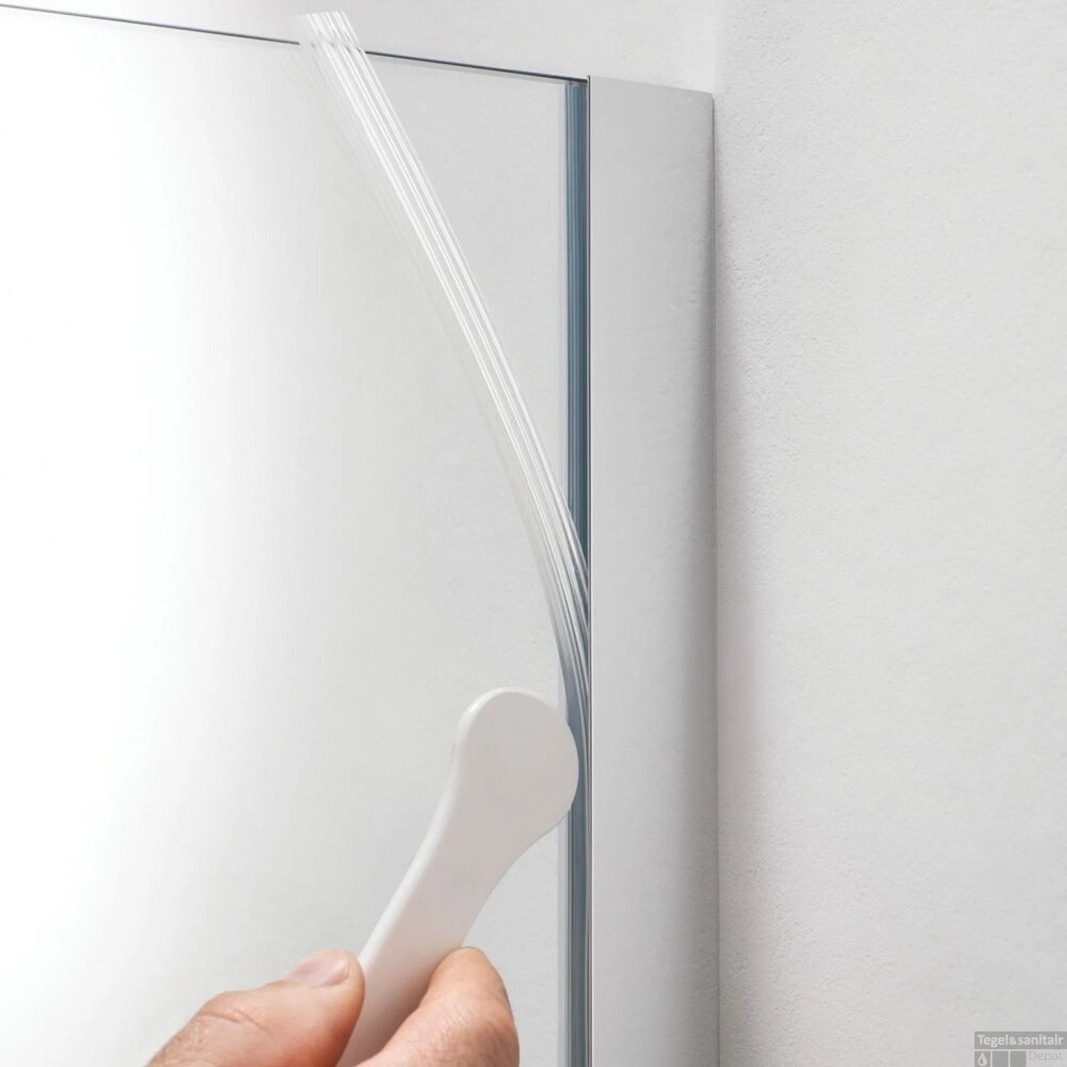 Badwand Sealskin Custom 100x140 Cm Rechts Zilver Hoogglans Helder Glas - Afbeelding 2