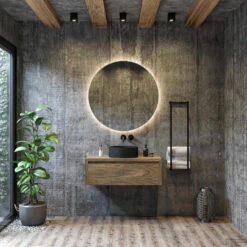 Spiegel Boss & Wessing Star Rond Met LED 80 Cm Mat Wit -Winkel Voor Badkamerdouchebenodigdheden spiegel boss wessing star rond met led 80 cm mat wit sfeer2