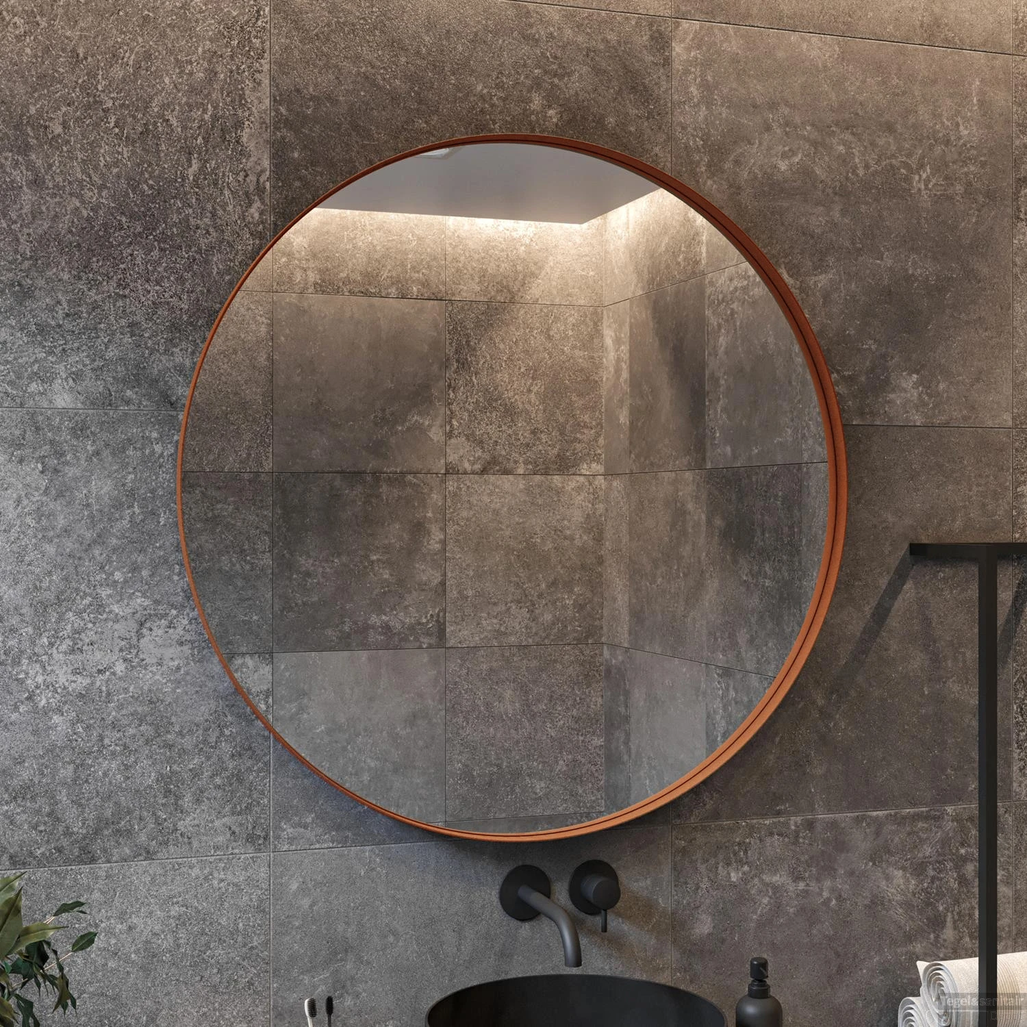 Spiegel Boss & Wessing Star Rond Met LED 60 Cm Koper Roze - Afbeelding 2