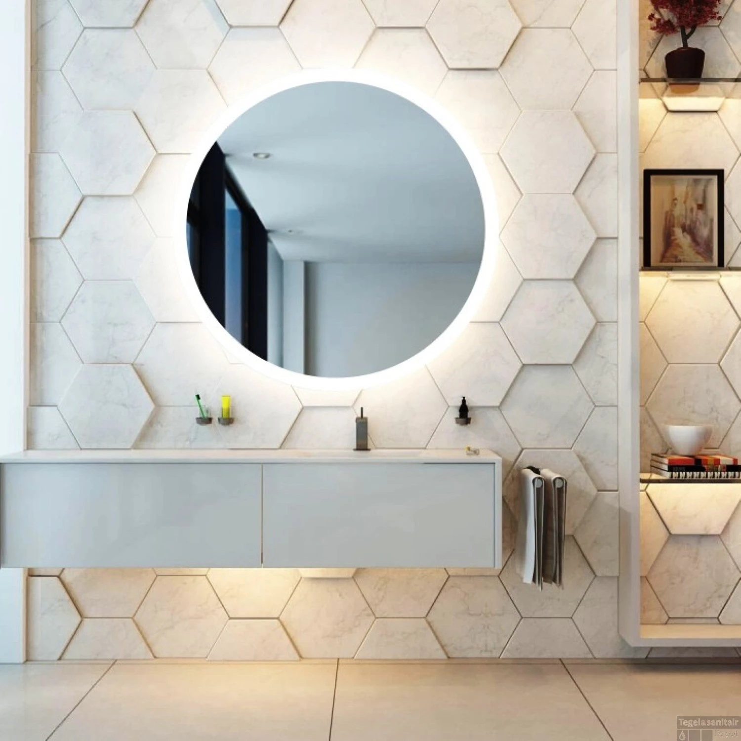 Spiegel Gliss Design Oko Rond LED Verlichting 100cm 2 Spiegel Gliss Design Oko Rond LED Verlichting 100cm - Afbeelding 2