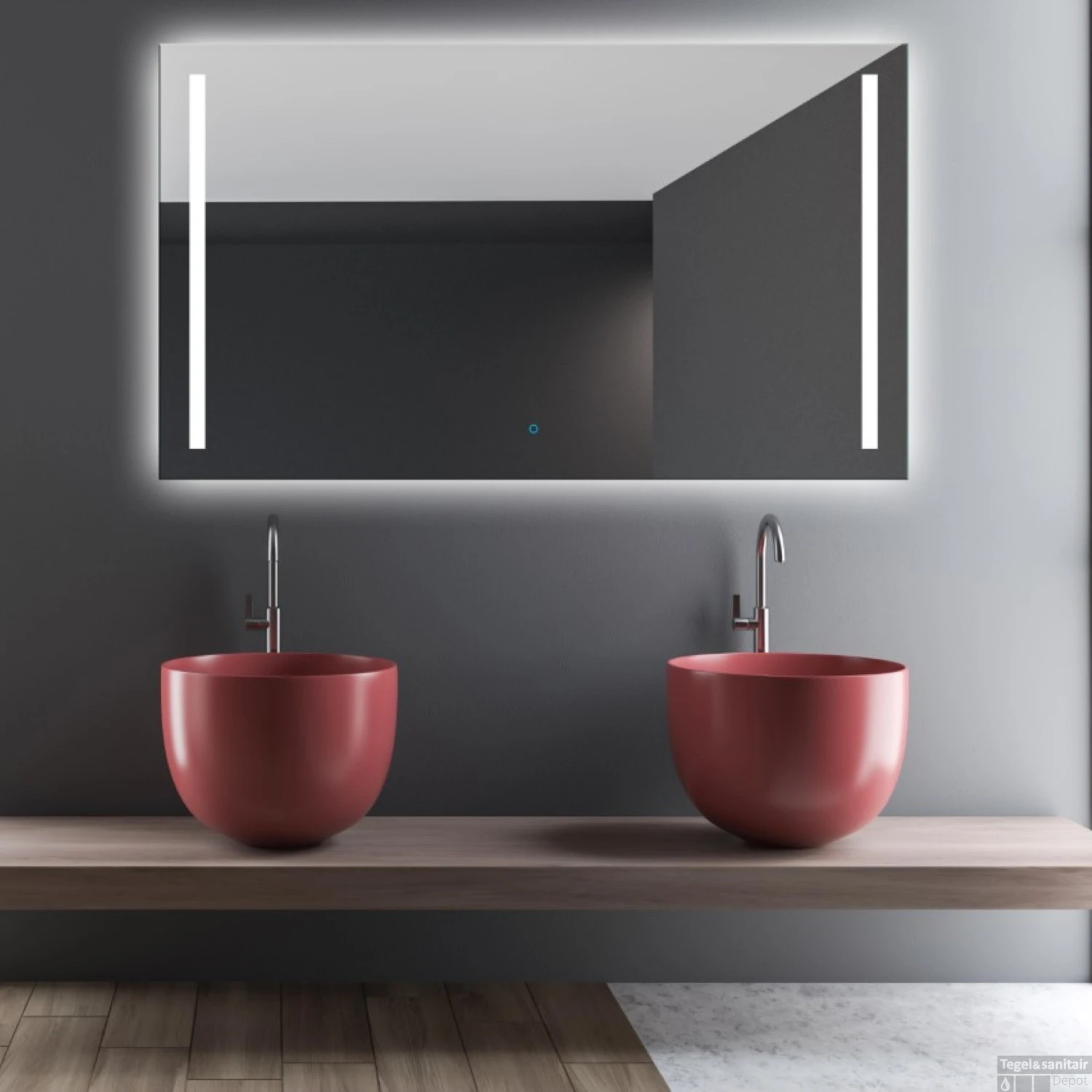 Spiegel Gliss Design Verticaal Led Standaard Dubbele LED Verlichting 60cm 2 Spiegel Gliss Design Verticaal Led Standaard Dubbele LED Verlichting 60cm - Afbeelding 2