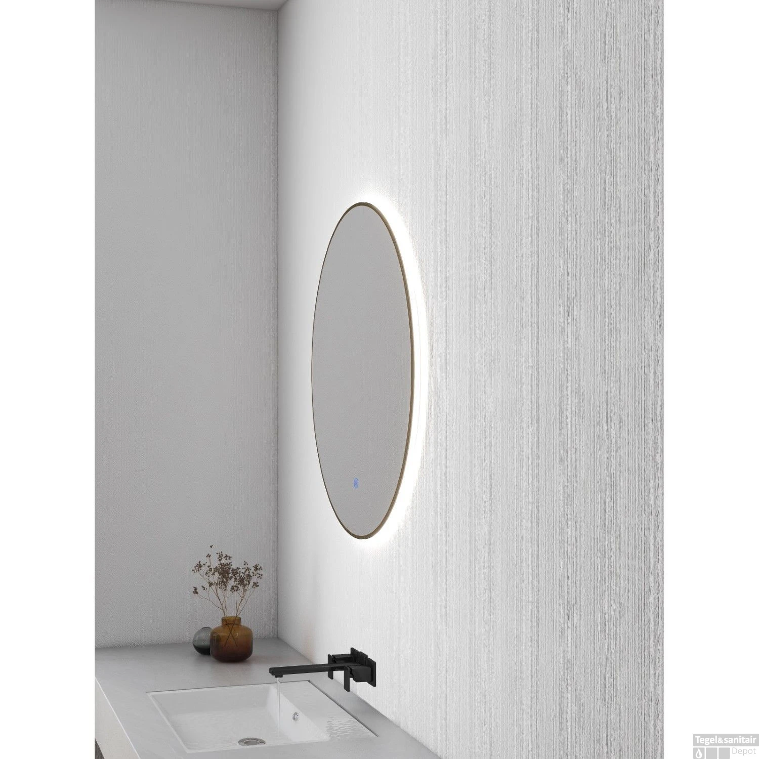 Ronde Spiegel Wiesbaden Novi Met LED, Dimbaar 100 Cm Geborsteld Messing 4 Ronde Spiegel Wiesbaden Novi Met LED, Dimbaar 100 Cm Geborsteld Messing - Afbeelding 4