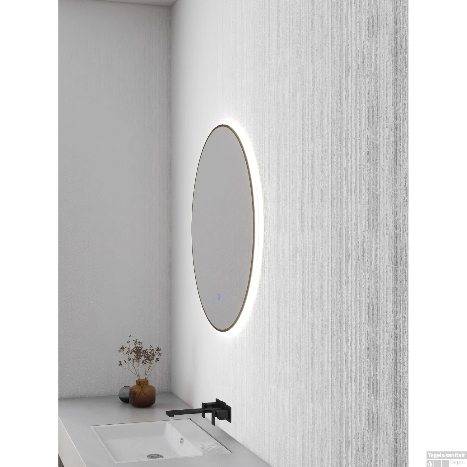 Ronde Spiegel Wiesbaden Novi Met LED, Dimbaar 60 Cm Geborsteld Messing 3 Ronde Spiegel Wiesbaden Novi Met LED, Dimbaar 60 Cm Geborsteld Messing - Afbeelding 3