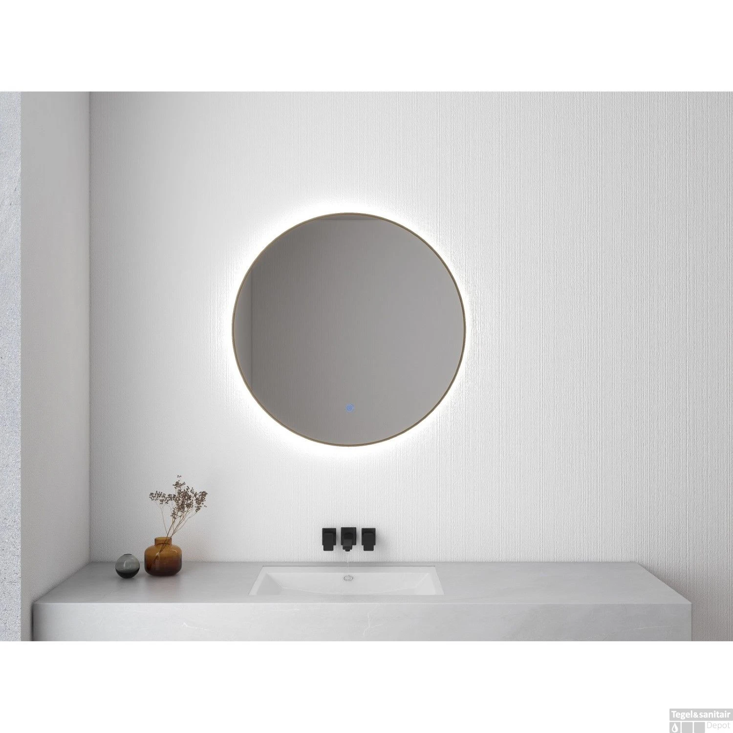 Ronde Spiegel Wiesbaden Novi Met LED, Dimbaar 100 Cm Geborsteld Messing 3 Ronde Spiegel Wiesbaden Novi Met LED, Dimbaar 100 Cm Geborsteld Messing - Afbeelding 3