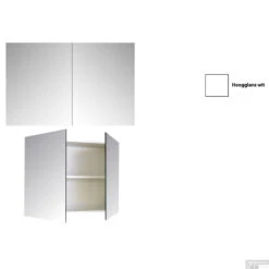 Spiegelkast Sanicare Qlassics 100 Cm 2 Deuren Hoogglans Wit -Winkel Voor Badkamerdouchebenodigdheden spiegelkast sanicare qlassics 100 cm 2 deuren hoogglans wit detail1