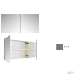 Spiegelkast Sanicare Qlassics 120 Cm 2 Deuren Alu-Look -Winkel Voor Badkamerdouchebenodigdheden spiegelkast sanicare qlassics 120 cm 2 deuren alu look detail2