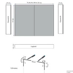 Spiegelkast Sanicare Qlassics 120 Cm 2 Deuren Alu-Look -Winkel Voor Badkamerdouchebenodigdheden spiegelkast sanicare qlassics 120 cm 2 deuren alu look tech