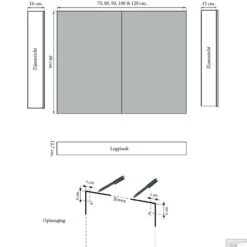 Spiegelkast Sanicare Qlassics 120 Cm 2 Spiegeldeuren Belluno Eiken -Winkel Voor Badkamerdouchebenodigdheden spiegelkast sanicare qlassics 120 cm 2 spiegeldeuren belluno eiken tech