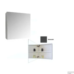 Spiegelkast Sanicare Qlassics 60 Cm 1 Deur Antraciet -Winkel Voor Badkamerdouchebenodigdheden spiegelkast sanicare qlassics 60 cm 1 deur antraciet detail1
