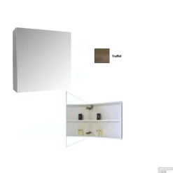 Spiegelkast Sanicare Qlassics 60 Cm 1 Deur Truffel-Eiken -Winkel Voor Badkamerdouchebenodigdheden spiegelkast sanicare qlassics 60 cm 1 deur truffel eiken detail