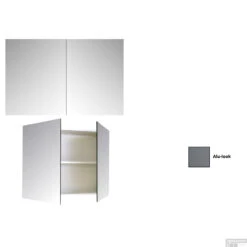 Spiegelkast Sanicare Qlassics 80 Cm 2 Deuren Alu-Look -Winkel Voor Badkamerdouchebenodigdheden spiegelkast sanicare qlassics 80 cm 2 deuren alu look detail