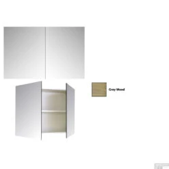 Spiegelkast Sanicare Qlassics 80 Cm 2 Deuren Grey-Wood -Winkel Voor Badkamerdouchebenodigdheden spiegelkast sanicare qlassics 80 cm 2 deuren grey wood detail
