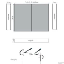 Spiegelkast Sanicare Qlassics 80 Cm 2 Deuren Grey-Wood -Winkel Voor Badkamerdouchebenodigdheden spiegelkast sanicare qlassics 80 cm 2 deuren grey wood tech