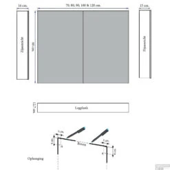 Spiegelkast Sanicare Qlassics 90 Cm 2 Deuren Alu-Look -Winkel Voor Badkamerdouchebenodigdheden spiegelkast sanicare qlassics 90 cm 2 deuren alu look tech