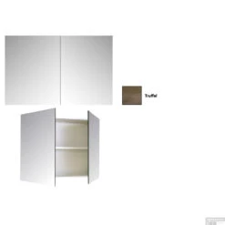 Spiegelkast Sanicare Qlassics 90 Cm 2 Deuren Truffel-Eiken -Winkel Voor Badkamerdouchebenodigdheden spiegelkast sanicare qlassics 90 cm 2 deuren truffel eiken detail 1