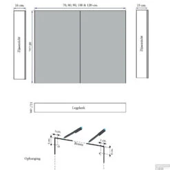 Spiegelkast Sanicare Qlassics 90 Cm 2 Deuren Truffel-Eiken -Winkel Voor Badkamerdouchebenodigdheden spiegelkast sanicare qlassics 90 cm 2 deuren truffel eiken tech 1