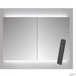 Spiegelkast Sanicare Qlassics Ambiance 100x60 Cm Met Dubbelzijdige Spiegeldeuren, LED Verlichting En Afstandsbediening Zijdeglans Wit
