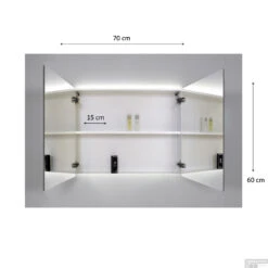 Spiegelkast Sanicare Qlassics Ambiance 70 Cm 2 Deuren Hoogglans Wit -Winkel Voor Badkamerdouchebenodigdheden spiegelkast sanicare qlassics ambiance 70 cm 2 deuren tech 6