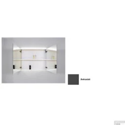 Spiegelkast Sanicare Qlassics Ambiance 80 Cm 2 Deuren Antraciet -Winkel Voor Badkamerdouchebenodigdheden spiegelkast sanicare qlassics ambiance 80 cm 2 deuren antraciet detail1