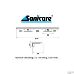 Spiegelverlichting Sanicare LED Anna 5 Watt 80 Cm Chroom -Winkel Voor Badkamerdouchebenodigdheden spiegelverlichting sanicare led anna 80 cm mat zwart tech 1