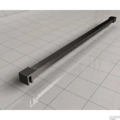 BWS Inloopdouche Pro Line Helderglas 75x200 8mm Nano Coating Mat Zwart Profiel En Stang -Winkel Voor Badkamerdouchebenodigdheden stabilisatiestang mat zwart 4 1 1 1