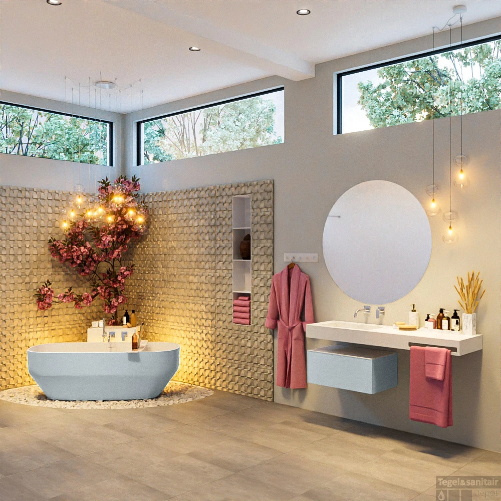 STONE Vrijstaand Bad 170x75cm Kleur Clay / Talc 2 STONE Vrijstaand Bad 170x75cm Kleur Clay / Talc - Afbeelding 2