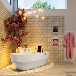 STONE Vrijstaand Bad 170x75cm Kleur Linen / Talc -Winkel Voor Badkamerdouchebenodigdheden stone 4 00004